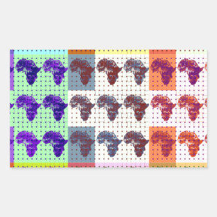 Sticker Rectangulaire Belle carte africaine à carreaux Pap art ethnique 
