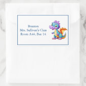 Sticker Rectangulaire Belle Cartoon Dragon Nametag (Sac)