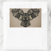 Sticker Rectangulaire Belle Chouette Rustique (Sac)