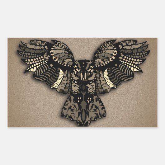 Sticker Rectangulaire Belle Chouette Rustique (Devant)