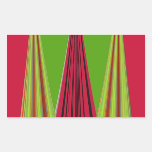 Sticker Rectangulaire Belle conception d'art fractal jaune rouge (Devant)