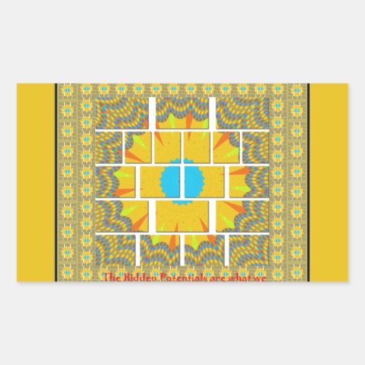 Sticker Rectangulaire Belle conception graphique extraordinaire jaune or (Devant)