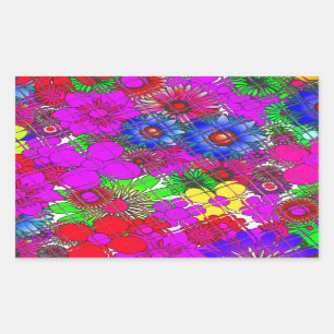 Sticker Rectangulaire Belle couleur Extraordinaire motif floral design