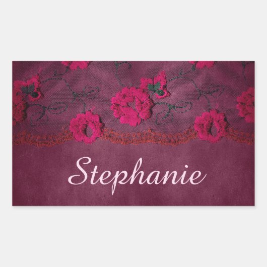 Sticker Rectangulaire Belle dentelle victorienne violette (Devant)