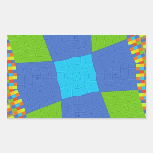 Sticker Rectangulaire Belle Extraordinaire Vert Bleu Cyan Art Design d'i (Devant)