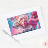 Sticker Rectangulaire Belle fille de Noël rose 01 (Enveloppe)