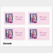 Sticker Rectangulaire Belle fille de Noël rose 01 (Feuille)