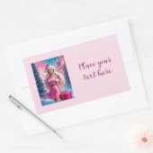 Sticker Rectangulaire Belle fille de Noël rose 01 (Enveloppe)