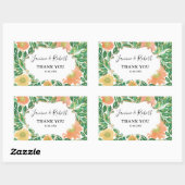 Sticker Rectangulaire Belle Fleurs Aquarelle Peinture Mariage (Feuille)