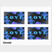 Sticker Rectangulaire Belle Galactique Blue Love Texte Motif Design, (Feuille)