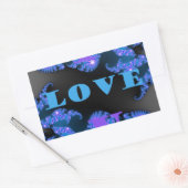 Sticker Rectangulaire Belle Galactique Blue Love Texte Motif Design, (Enveloppe)