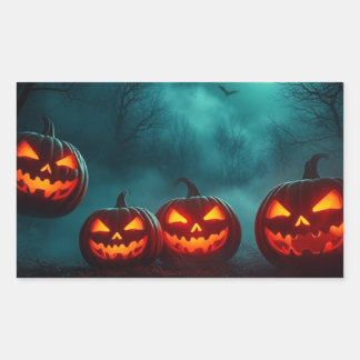 Sticker Rectangulaire Belle Halloween - Citrouilles hantés