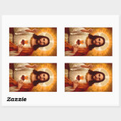 Sticker Rectangulaire Belle image religieuse Sacré Coeur de Jésus (Feuille)