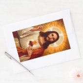 Sticker Rectangulaire Belle image religieuse Sacré Coeur de Jésus (Enveloppe)