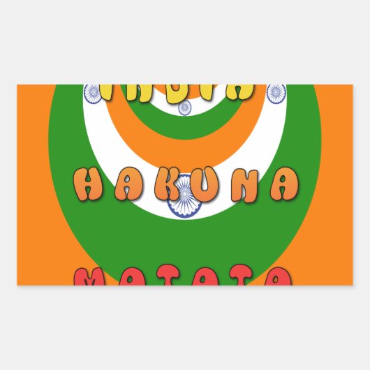 Sticker Rectangulaire Belle Inde couleurs drapeau national Hakuna Matata (Devant)