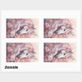 Sticker Rectangulaire Belle licorne (Feuille)