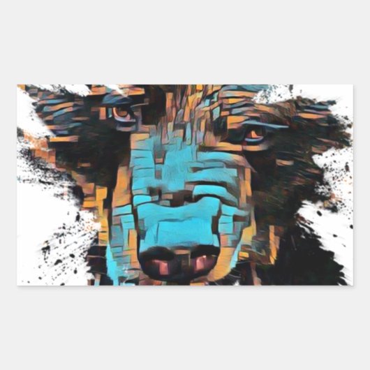 Sticker Rectangulaire Belle Ours Noir (Devant)