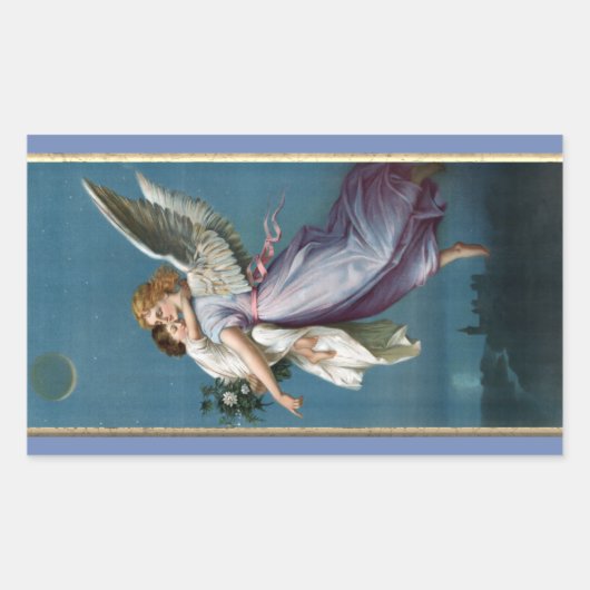 Sticker Rectangulaire Belle Peinture Ange Gardienne (Devant)
