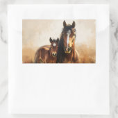 Sticker Rectangulaire Belle peinture de jument et de poulain (Sac)