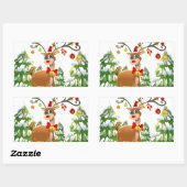 Sticker Rectangulaire Belle renne dans la neige (Feuille)