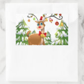 Sticker Rectangulaire Belle renne dans la neige (Sac)