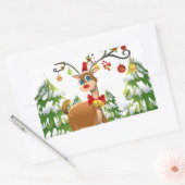 Sticker Rectangulaire Belle renne dans la neige (Enveloppe)