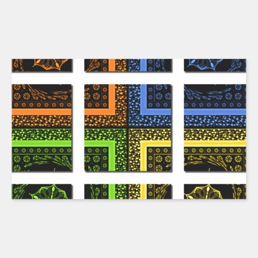 Sticker Rectangulaire Belles bandes géométriques à damiers colorées (Devant)