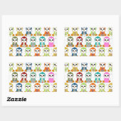 Sticker Rectangulaire Belles fleurs de pingouins colorés (Feuille)