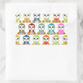 Sticker Rectangulaire Belles fleurs de pingouins colorés (Sac)