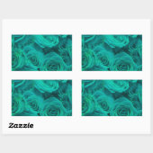 Sticker Rectangulaire Belles fleurs turquoises roses turquoises (Feuille)