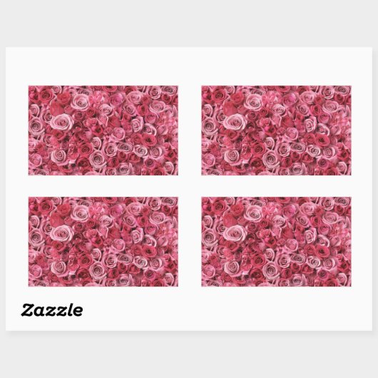 Sticker Rectangulaire Belles roses roses roses (Feuille)