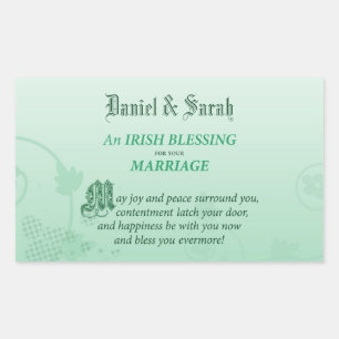 Sticker Rectangulaire Bénédiction de félicitations pour mariage irlandai
