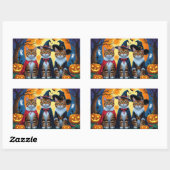 Sticker Rectangulaire Bengal Chats Citrouille Halloween drôle (Feuille)