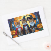 Sticker Rectangulaire Bengal Chats Citrouille Halloween drôle (Enveloppe)