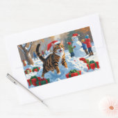 Sticker Rectangulaire Bengale Chat Noël Festive Scène de neige (Enveloppe)