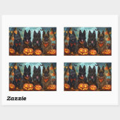 Sticker Rectangulaire Berger belge Halloween Éffrayant (Feuille)