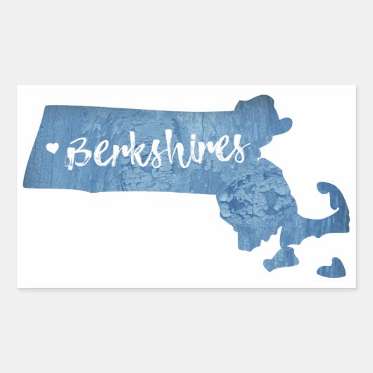 Sticker Rectangulaire Berkshires Massachusetts Wood Grain (Devant)