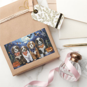 Sticker Rectangulaire Bernedoodle Halloween Éffrayant
