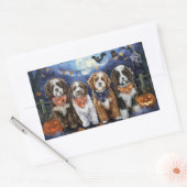 Sticker Rectangulaire Bernedoodle Halloween Éffrayant (Enveloppe)