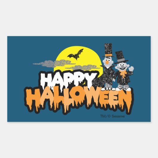 Sticker Rectangulaire Bert et Ernie | Joyeux Halloween (Devant)