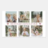 Sticker Rectangulaire Best Grandma Ever Photo Collage – Gift with Hearts (Devant)