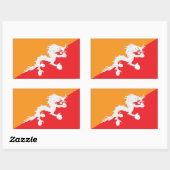 Sticker Rectangulaire Bhoutan Drapeau design avec Dragon Blanc (Feuille)