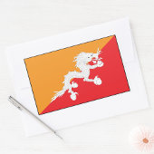 Sticker Rectangulaire Bhoutan Drapeau design avec Dragon Blanc
