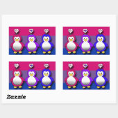 Sticker Rectangulaire Bi Love Bi Pride Cute pingouins (Feuille)