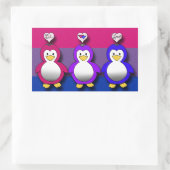 Sticker Rectangulaire Bi Love Bi Pride Cute pingouins (Sac)