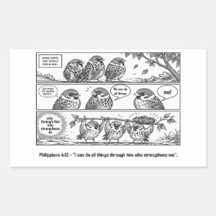 Sticker Rectangulaire Bible Écriture Phillipiens Dessin Animé Moineau Ar