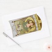 Sticker Rectangulaire Bibliothèque Art Nouveau Ex Libris, couleur main (Enveloppe)