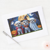 Sticker Rectangulaire Bichon Frise Chiens Citrouille Halloween Funny (Enveloppe)