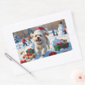 Sticker Rectangulaire Bichon Frise Noël Festive Scène de neige (Enveloppe)