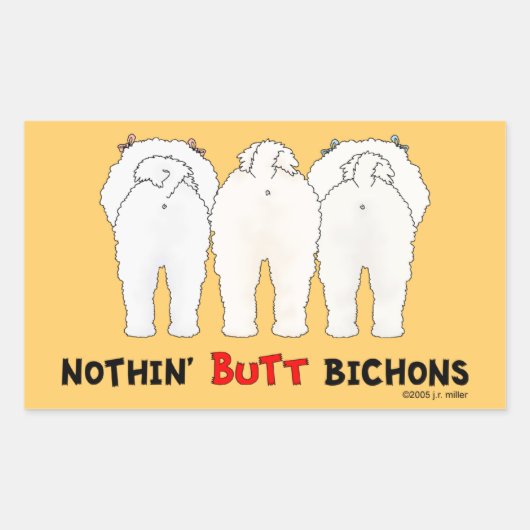 Sticker Rectangulaire Bichons à boutons (Devant)